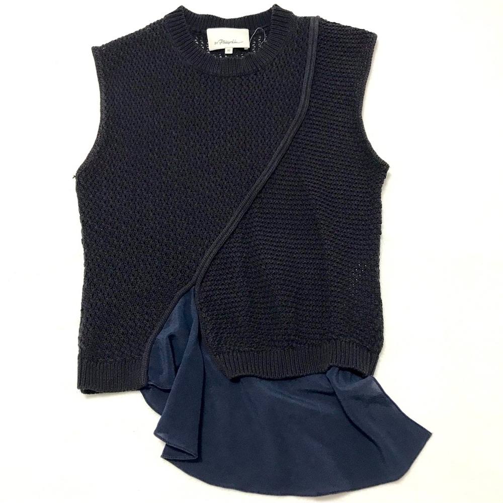 Phillip Lim black Tank Top With navy Trim size XS